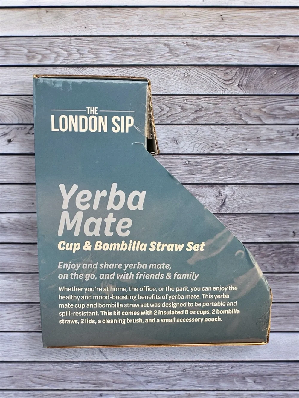 NEW The London Sip Insulated Yerba Mate Cup & Bombilla straw set - pearl white